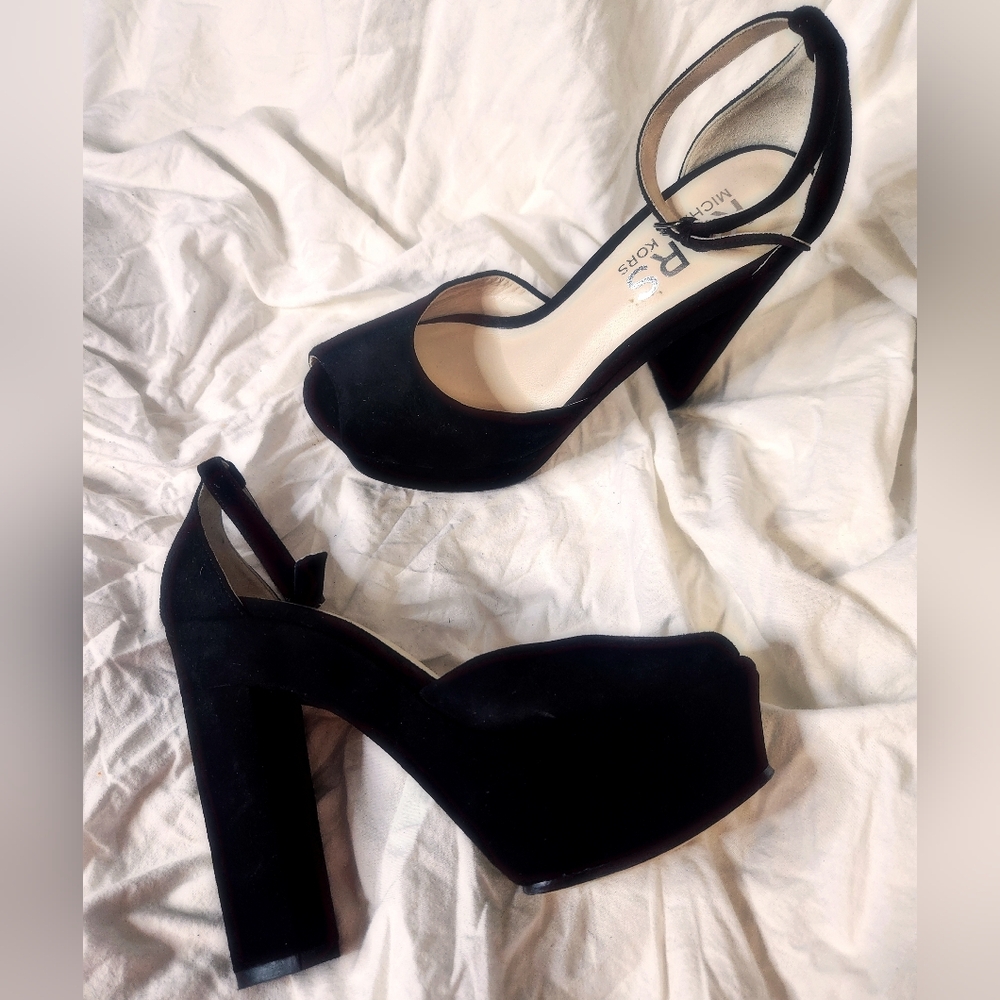 Classic 2000s Michael Kors Black Suede Platform Sandal Size 7.5